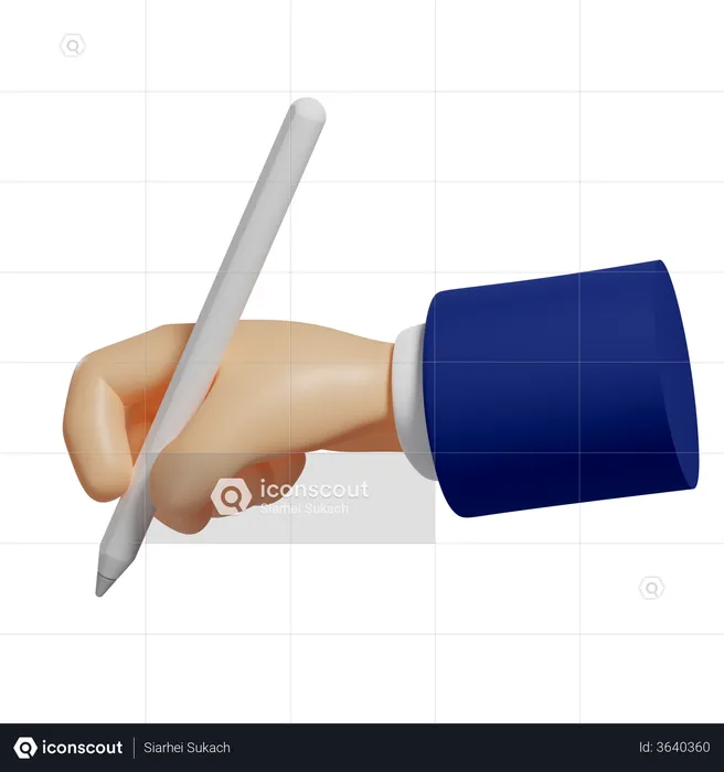 Hand Hold Digital Pencil  3D Illustration