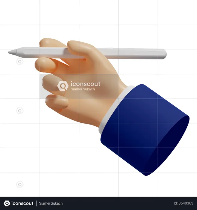 Hand Hold Digital Pencil  3D Illustration