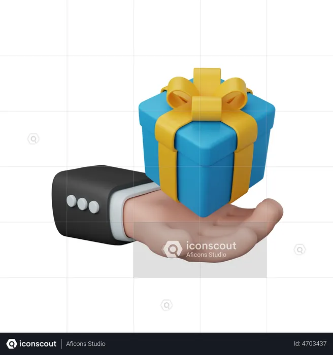 Hand hold gift box  3D Illustration