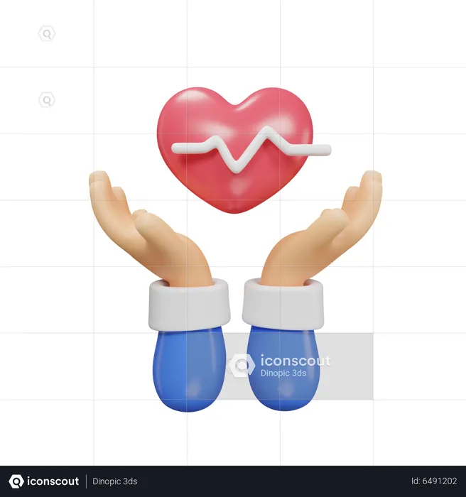 Hand Hold Heart  3D Icon
