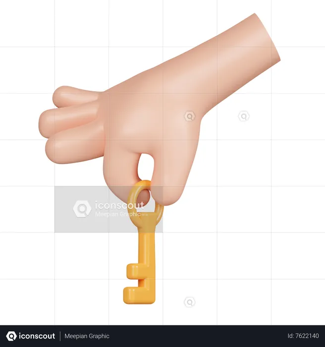 Hand Hold Key Emoji 3D Icon