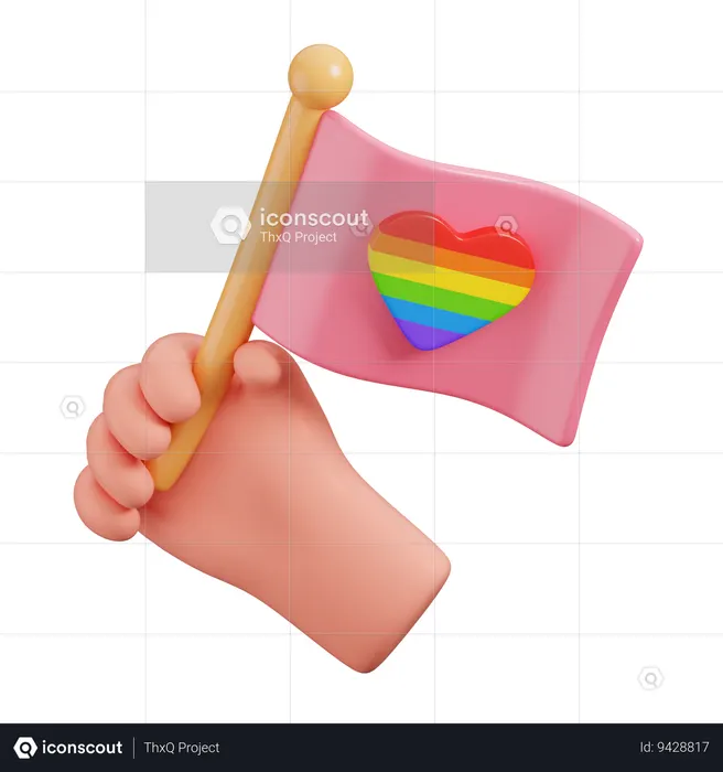 Hand Hold LGBT Flag  3D Icon