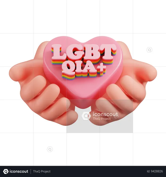 Hand Hold LGBTQ  Heart  3D Icon