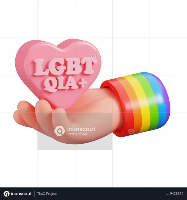 Hand Hold LGBTQ Heart  3D Icon