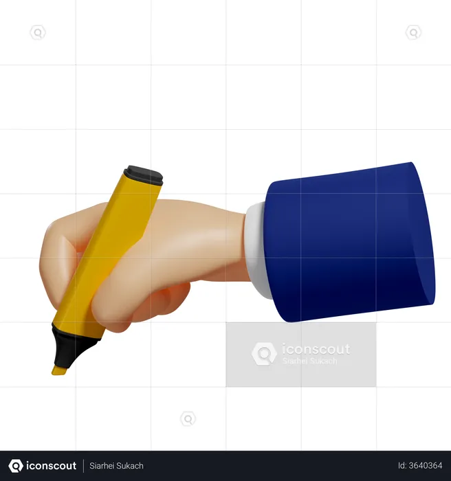 Hand Hold Marker  3D Illustration