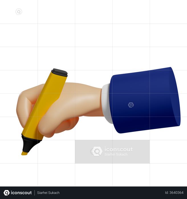 Hand Hold Marker 3D Illustration