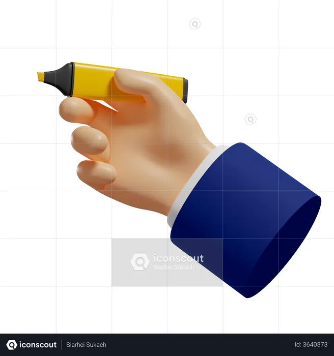Hand Hold Marker  3D Illustration
