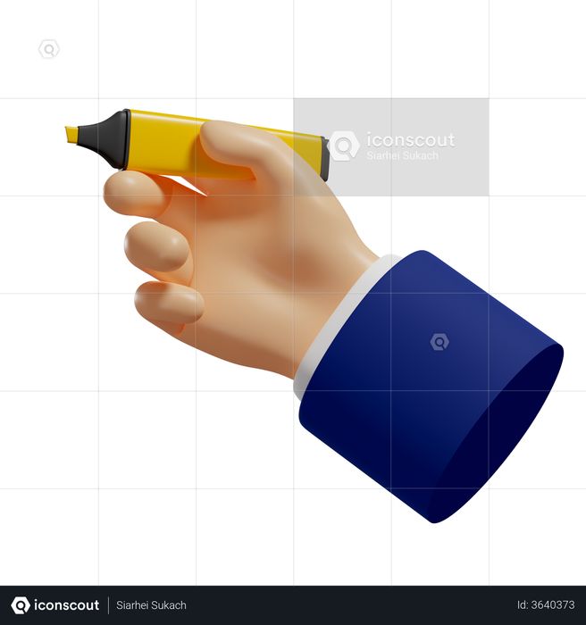 Hand Hold Marker 3D Illustration