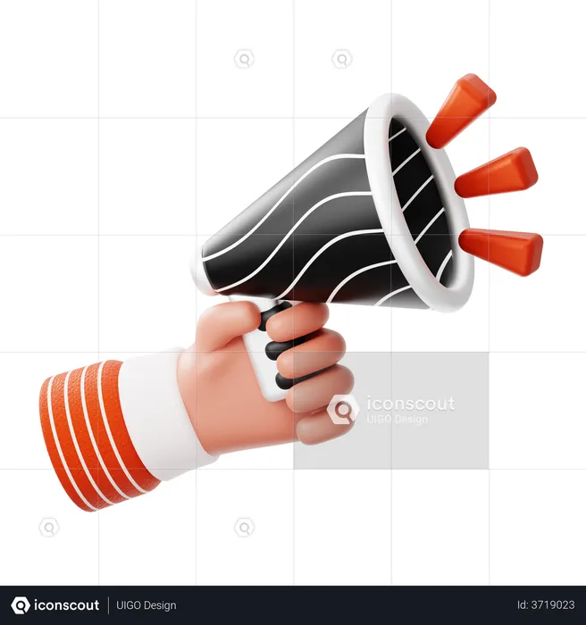 Hand Hold Megaphone  3D Illustration