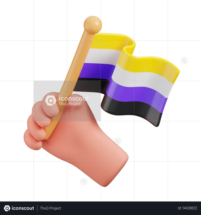 Hand Hold Nonbinary Flag  3D Icon