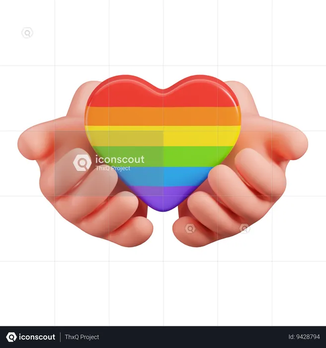 Hand Hold Pride Heart  3D Icon