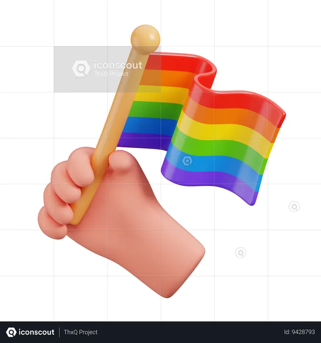 Hand Hold Rainbow Flag  3D Icon