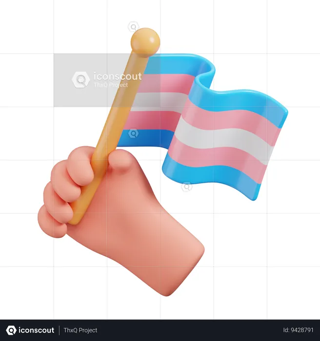 Hand Hold Transgender Flag  3D Icon