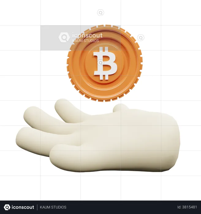 Hand holding a Bitcoin  3D Illustration