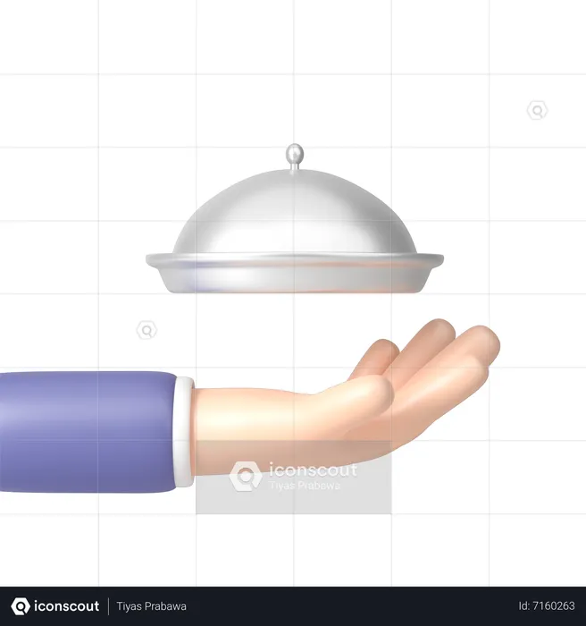Hand holding a dish with a lid  3D Icon