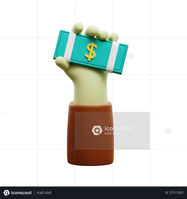 Hand Holding A Dollar Banknotes  3D Icon