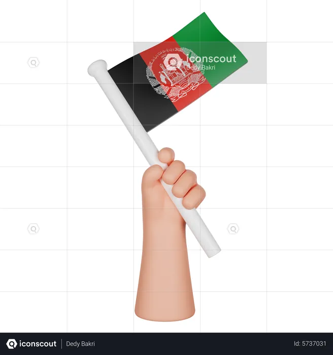 Hand Holding a Flag of Afghanistan Flag 3D Icon