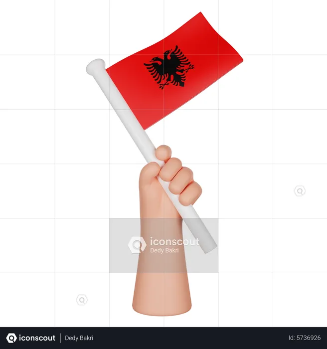 Hand Holding a Flag of Albania Flag 3D Icon