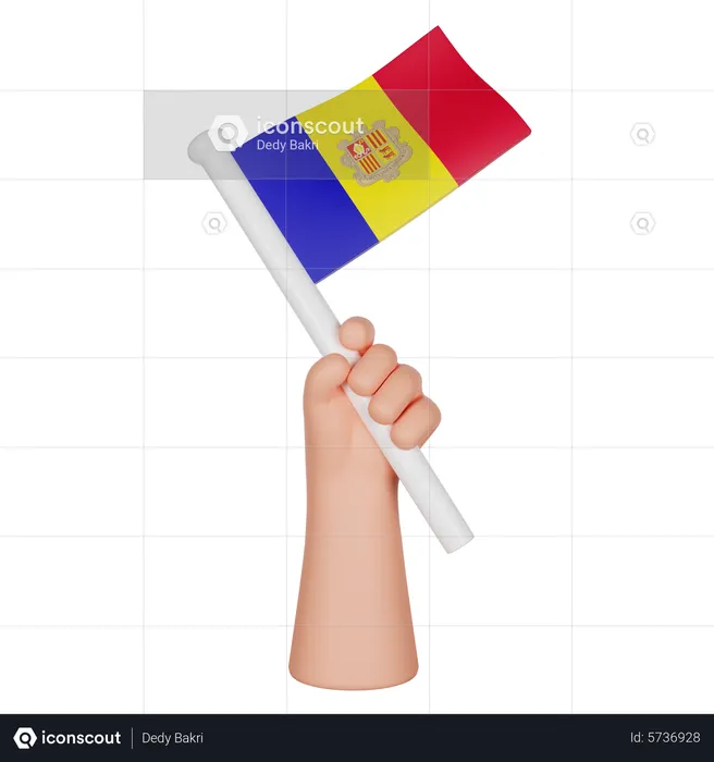 Hand Holding a Flag of Andorra Flag 3D Icon