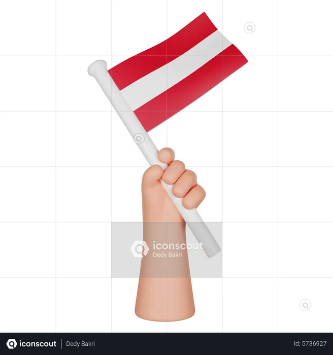 Hand Holding a Flag of Austria Flag 3D Icon