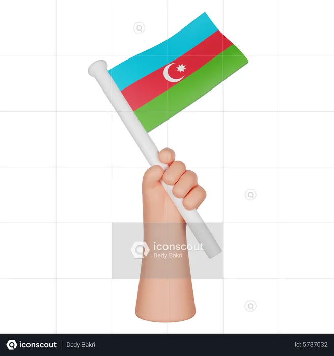 Hand Holding a Flag of Azerbaijan Flag 3D Icon