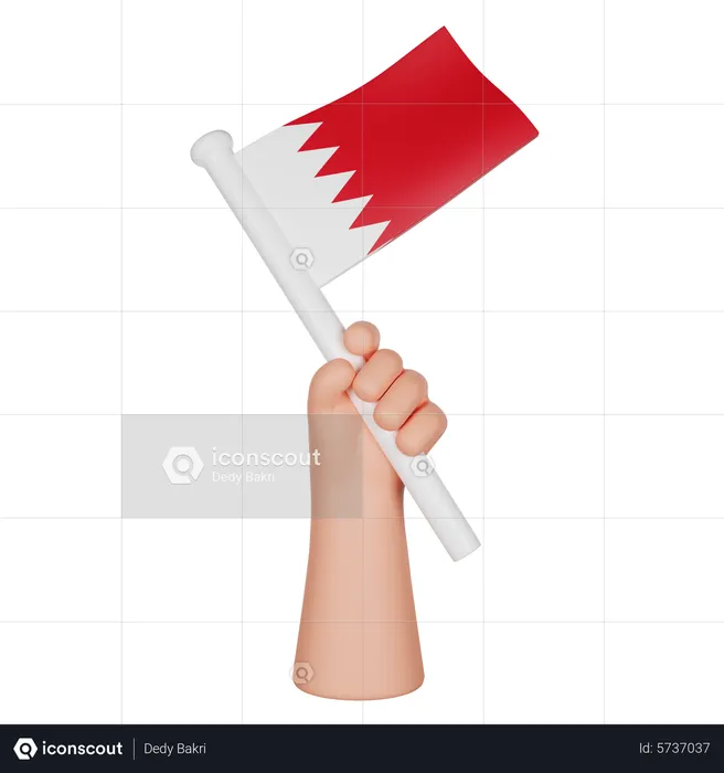 Hand Holding a Flag of Bahrain Flag 3D Icon