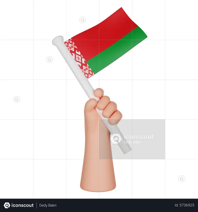 Hand Holding a Flag of Belarus Flag 3D Icon