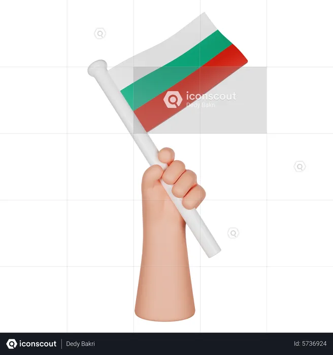 Hand Holding a Flag of Bulgaria Flag 3D Icon