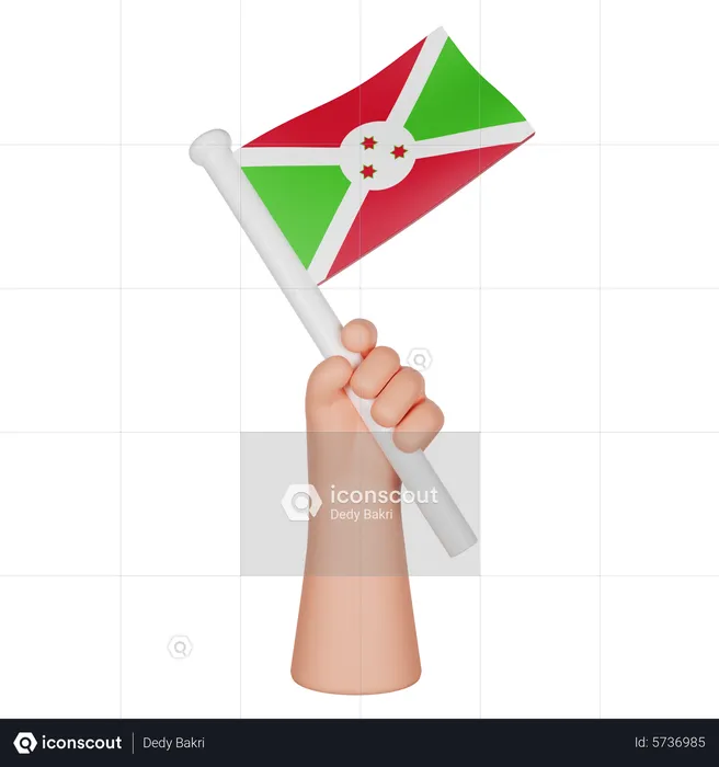 Hand Holding A Flag Of Burundi Flag 3D Icon