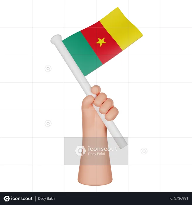 Hand Holding A Flag Of Cameroon Flag 3D Icon