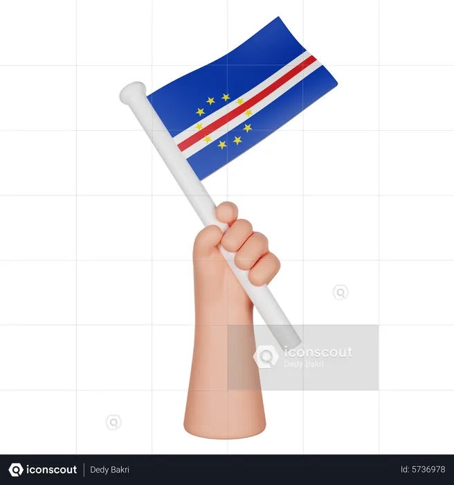 Hand Holding A Flag Of Cape Verde Flag 3D Icon