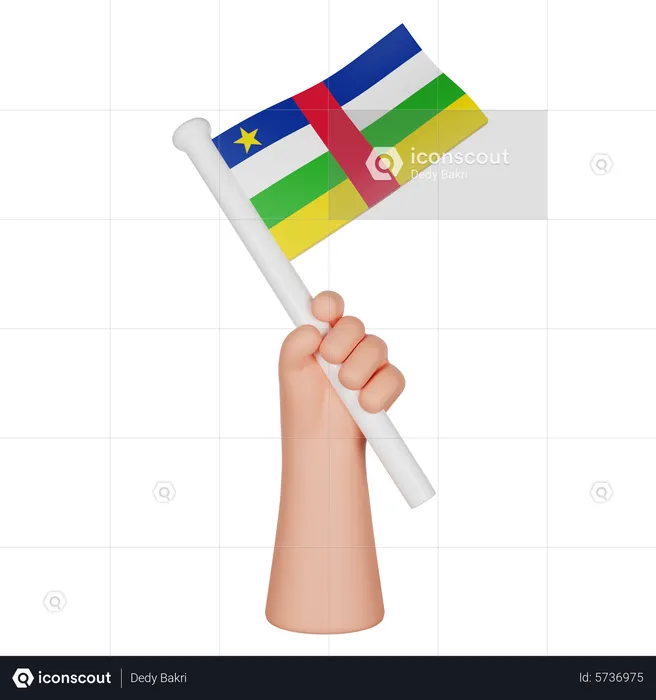 Hand Holding A Flag Of Central African Republic Flag 3D Icon