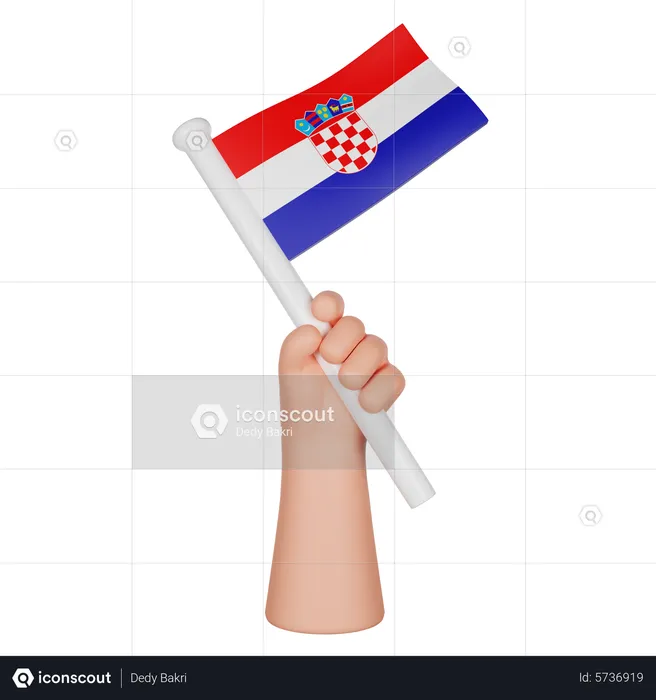 Hand Holding a Flag of Croatia Flag 3D Icon
