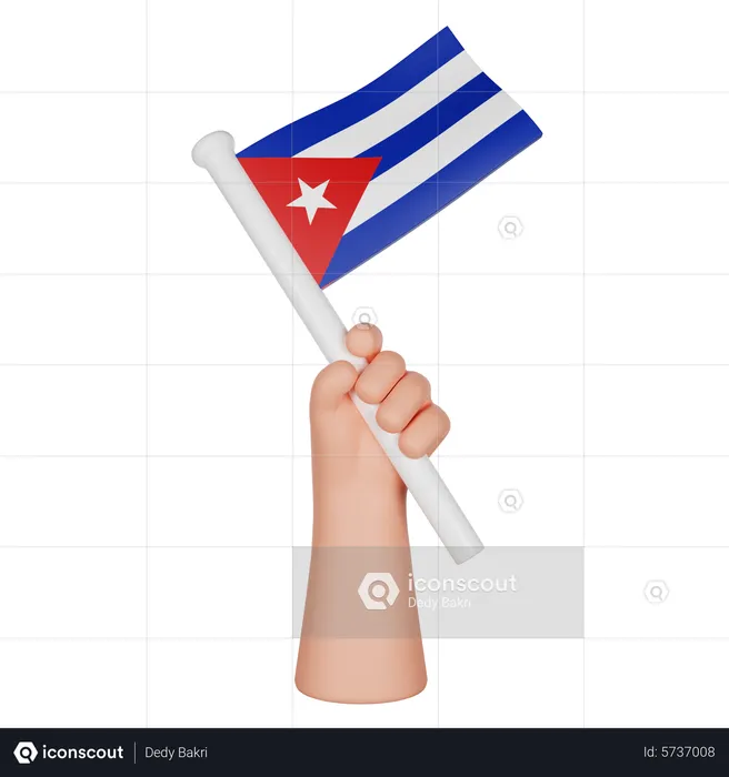 Hand Holding A Flag Of Cuba Flag 3D Icon