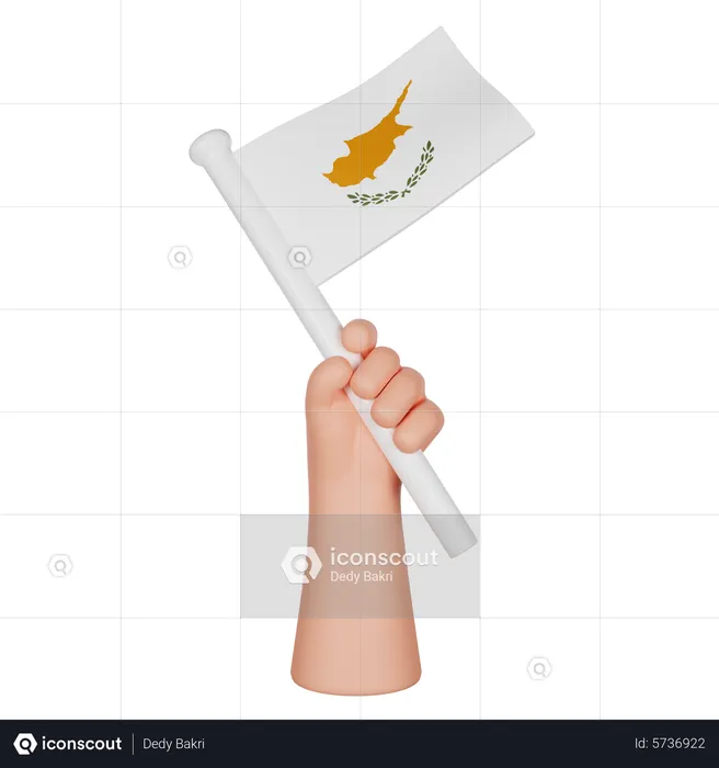 Hand Holding a Flag of Cyprus Flag 3D Icon