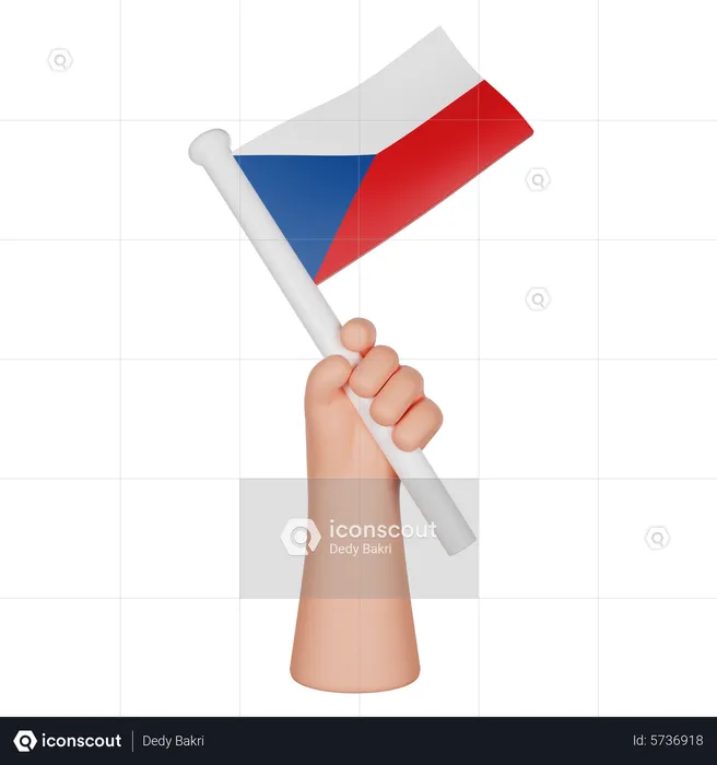 Hand Holding a Flag of Czech Republic Flag 3D Icon