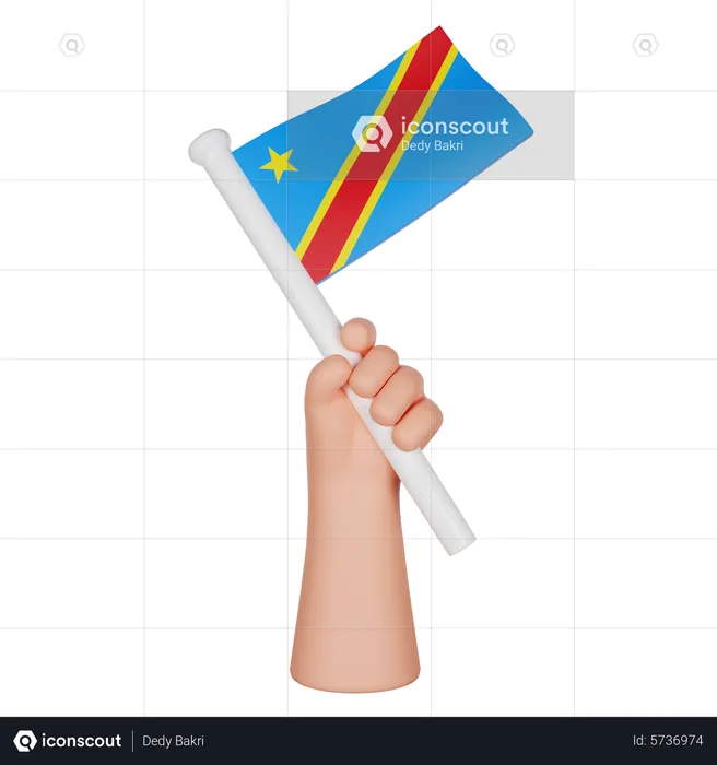 Hand Holding A Flag Of Democratic Republic Of The Congo Flag 3D Icon