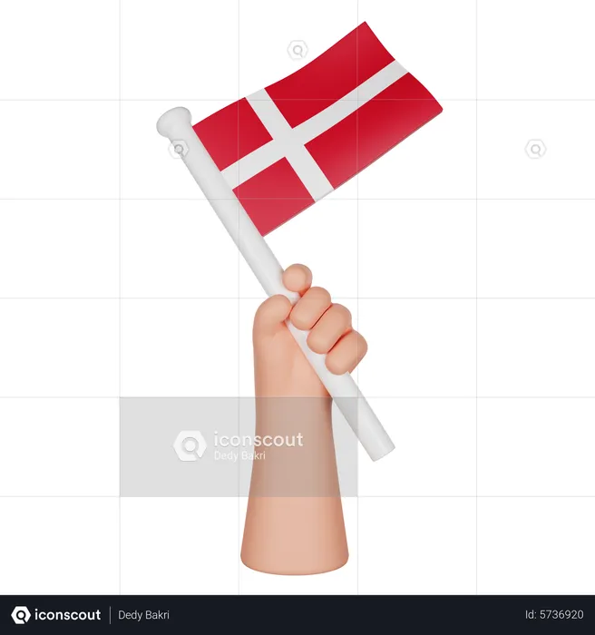 Hand Holding a Flag of Denmark Flag 3D Icon