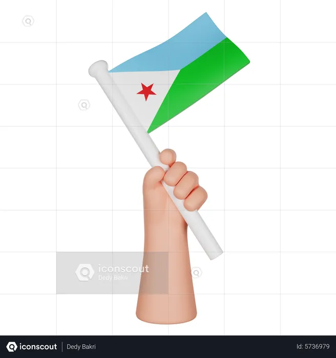 Hand Holding A Flag Of Djibouti Flag 3D Icon