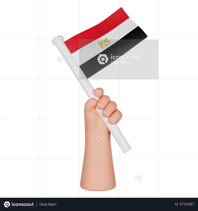 Hand Holding A Flag Of Egypt Flag 3D Icon