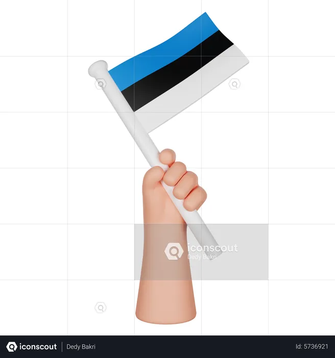 Hand Holding a Flag of Estonia Flag 3D Icon