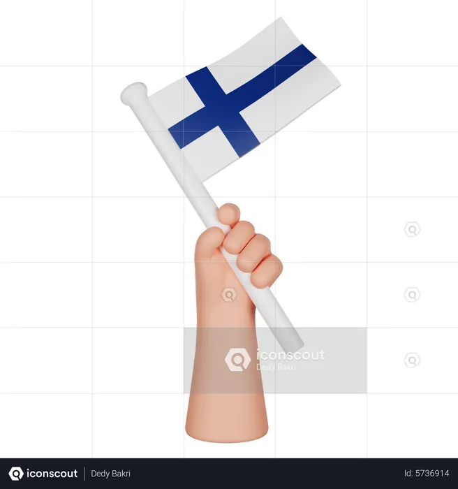 Hand Holding a Flag of Finland Flag 3D Icon