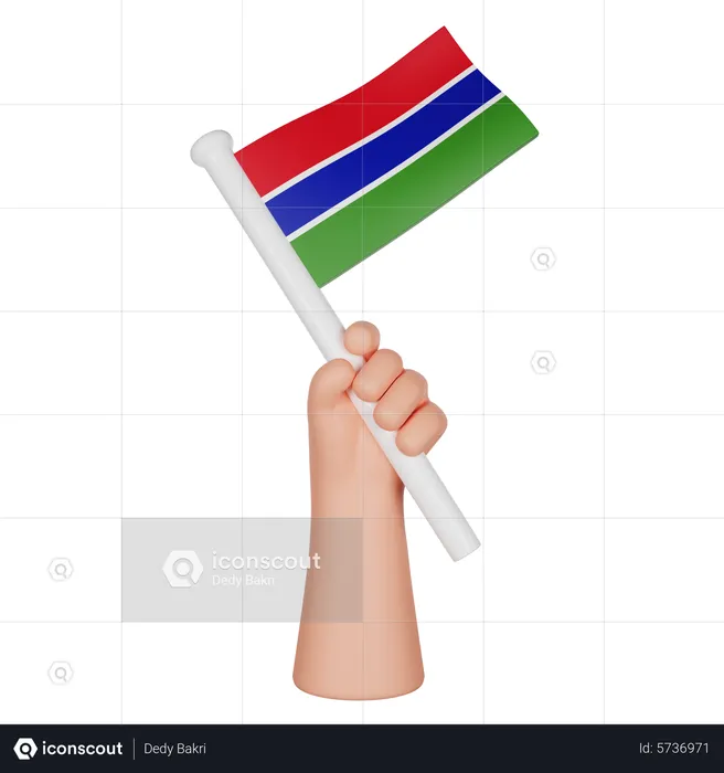 Hand Holding A Flag Of Gambia Flag 3D Icon