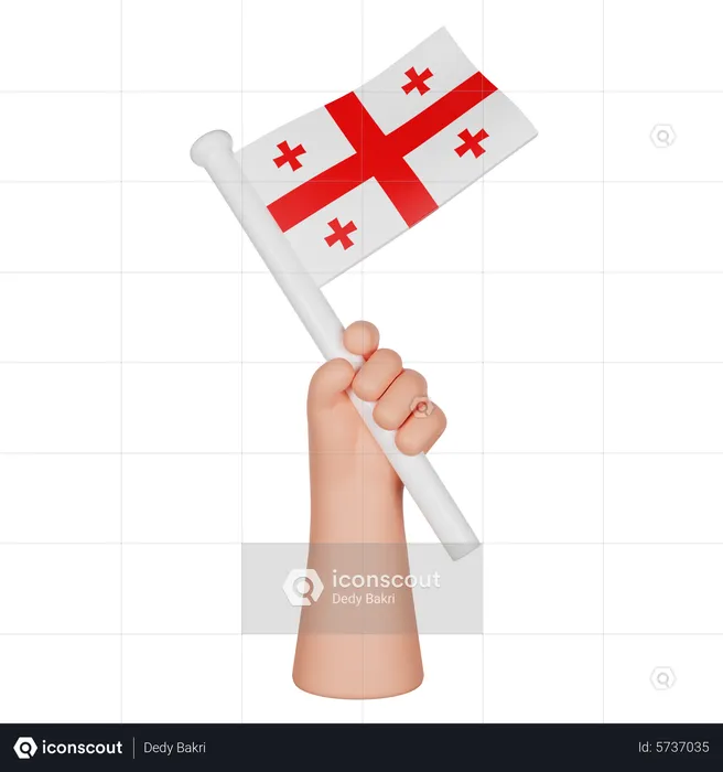 Hand Holding a Flag of Georgia Flag 3D Icon