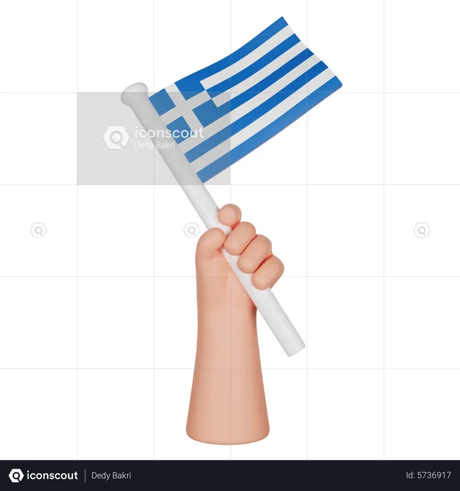 Hand Holding a Flag of Greece Flag 3D Icon