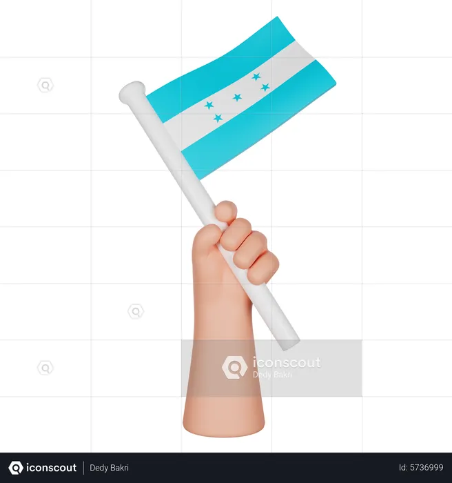 Hand Holding A Flag Of Honduras Flag 3D Icon