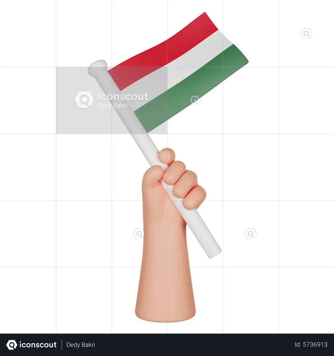 Hand Holding a Flag of Hungaria Flag 3D Icon
