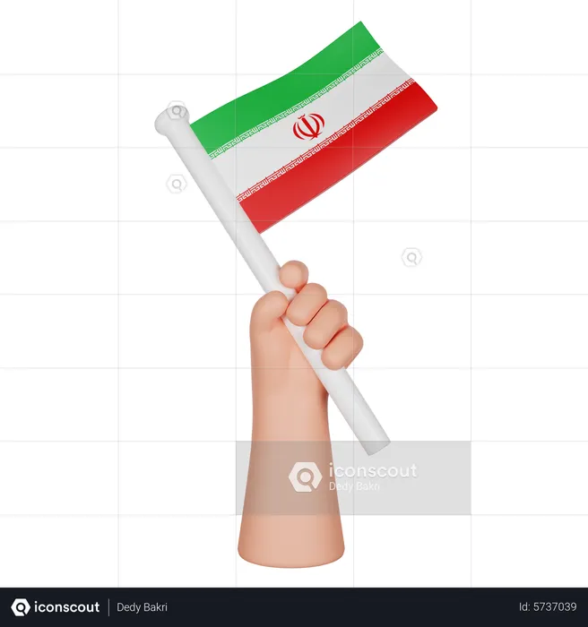Hand Holding a Flag of Iran Flag 3D Icon