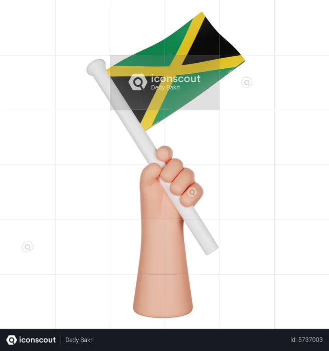 Hand Holding A Flag Of Jamaica Flag 3D Icon