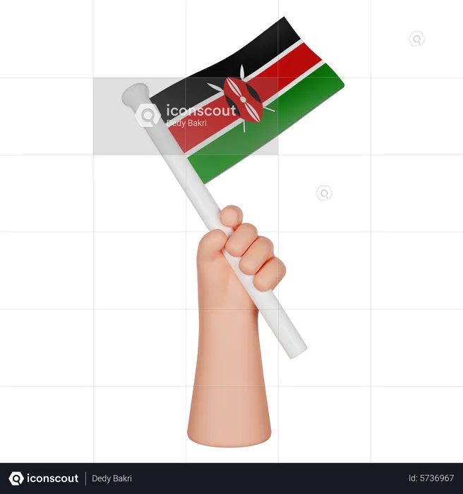 Hand Holding A Flag Of Kenya Flag 3D Icon